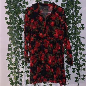 Button up rose dress